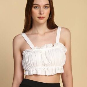 Princess Polly White Ruffled Crop Top